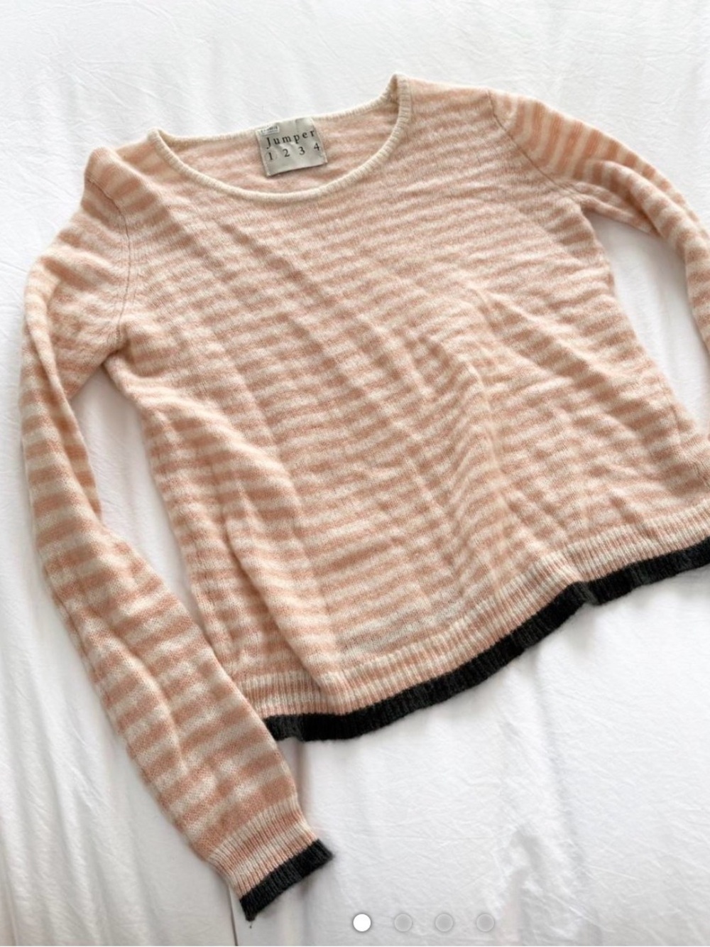 Striped Crewneck Sweater in Blush and Cream by Jumper 1234